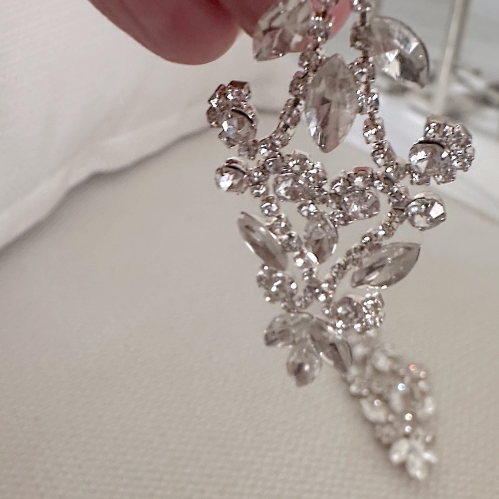 Dazzling Silver Crystal Chandelier Earrings - Picture 3 of 4